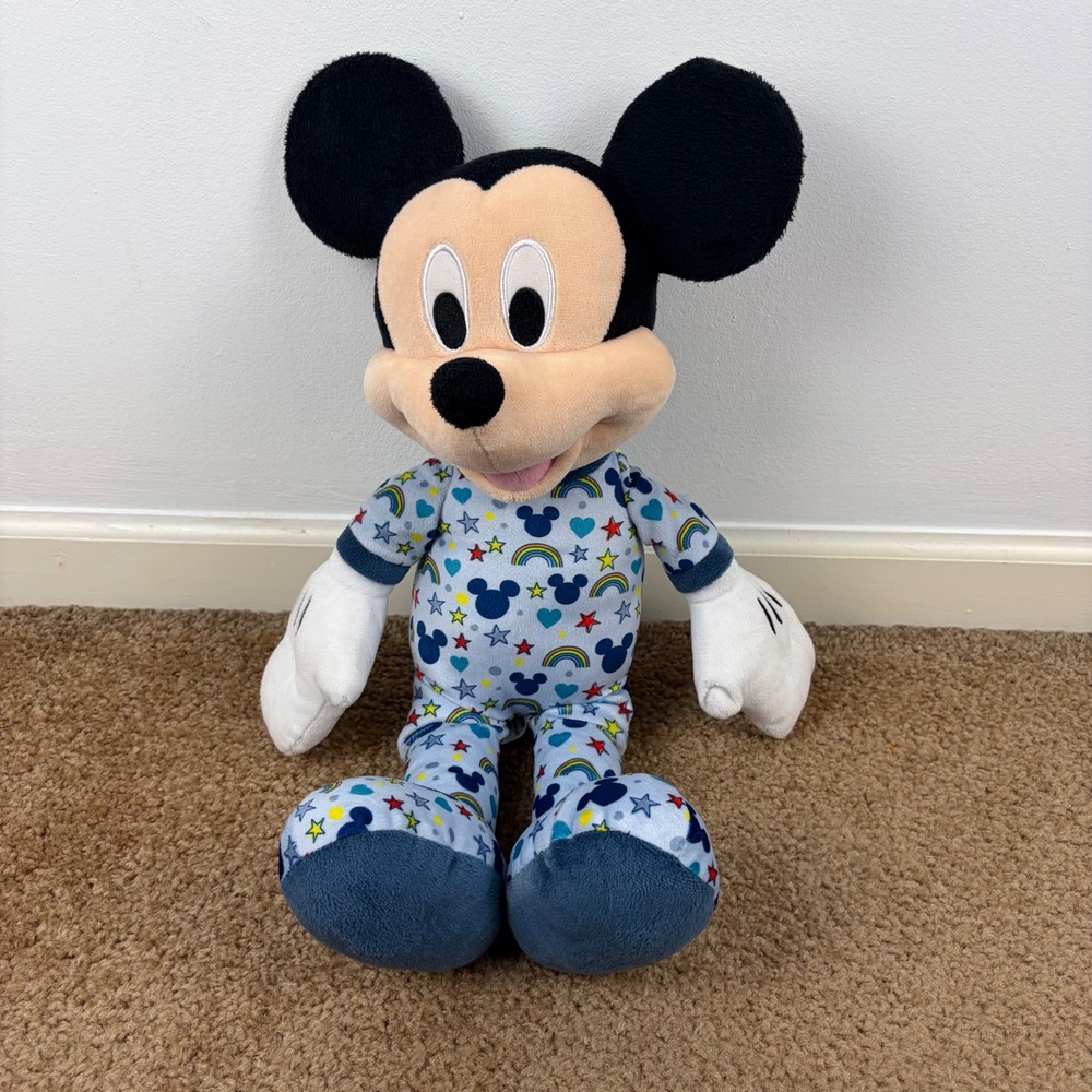 Disney Just Play Mickey Mouse Plush 18 inch Rainbow Pajamas Stuffed Animal